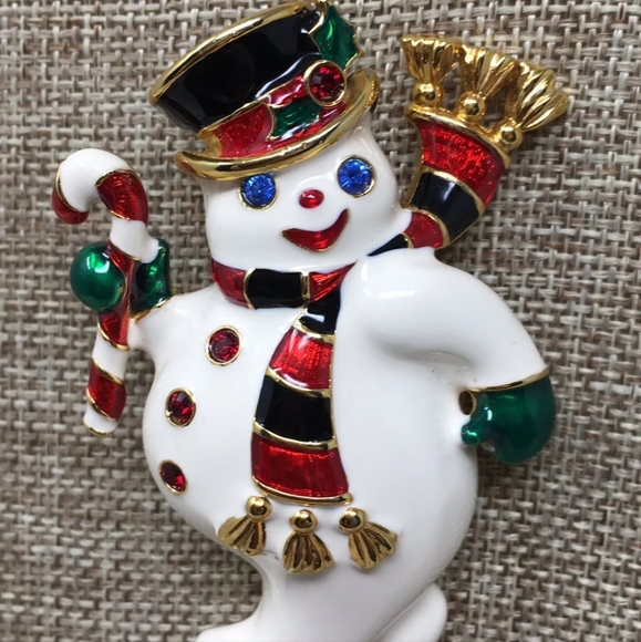 Bob Mackie Snowman Brooch Vintage - Picture 3 of 5